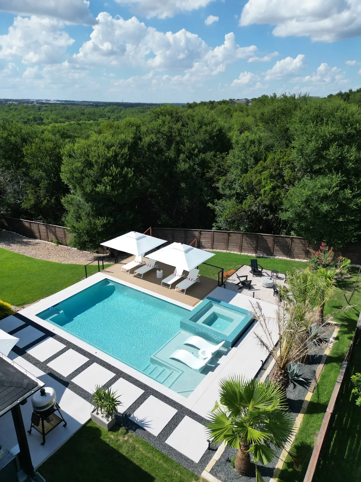Lap pool with tanning shelf in Alvarado, TX