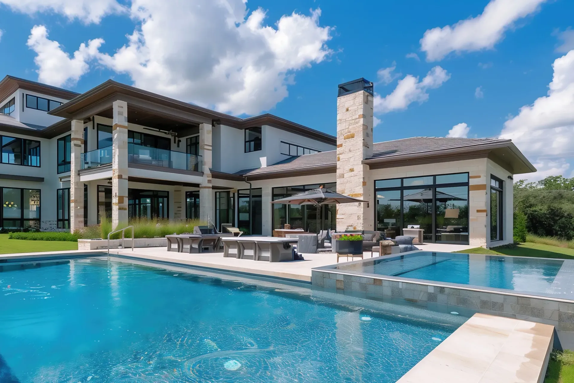 Courtyard pool with limestone coping in Midlothian, TX